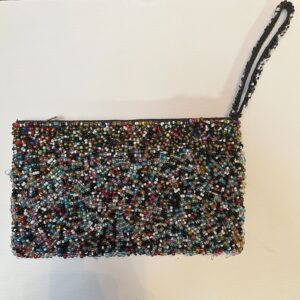 CUTE! MULTI COLORED BEADED CLUTCH W/ WRISTLET in MULTI