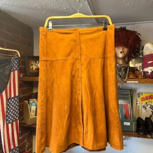 THEORY SUEDE LEATHER KNEE LENGTH SKIRT WITH SNAP BUTTONS in BROWN