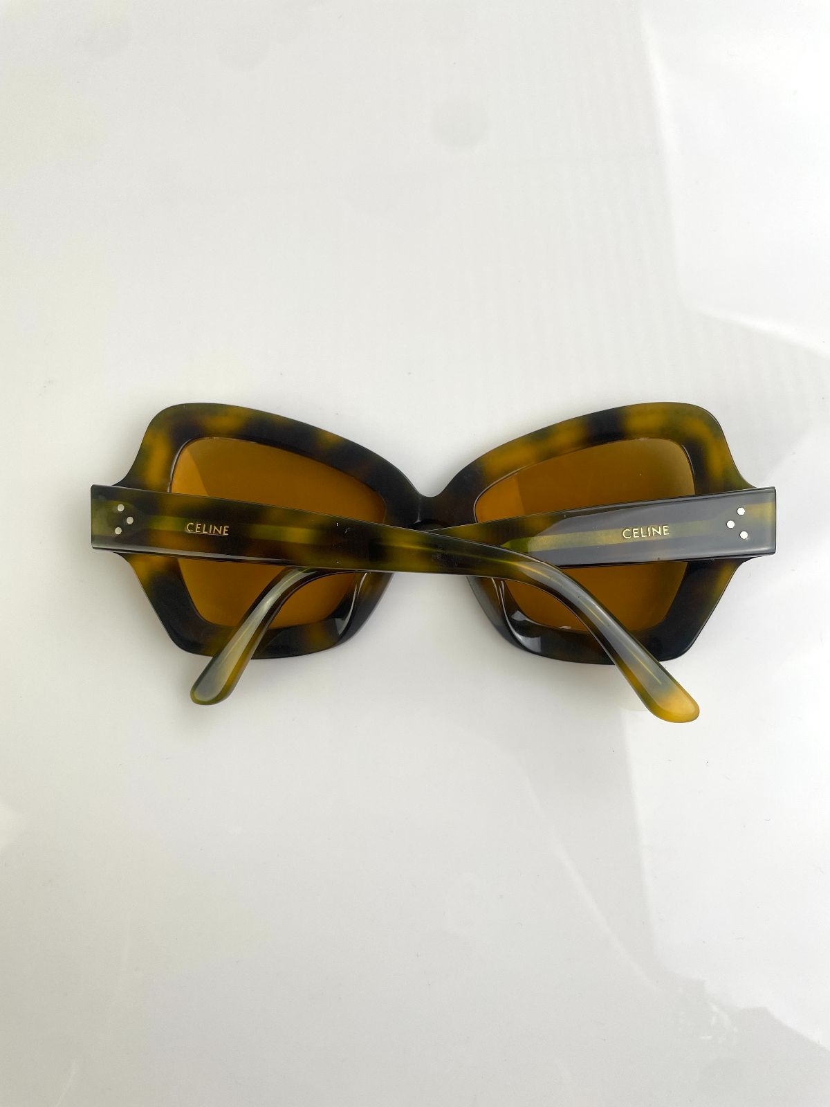 CELINE AMAZING CELINE OVERSIZED BUTTERFLY SUNGLASSES RHINESTONE EDGES - CUSTOM LENSES in BROWN HAVANA