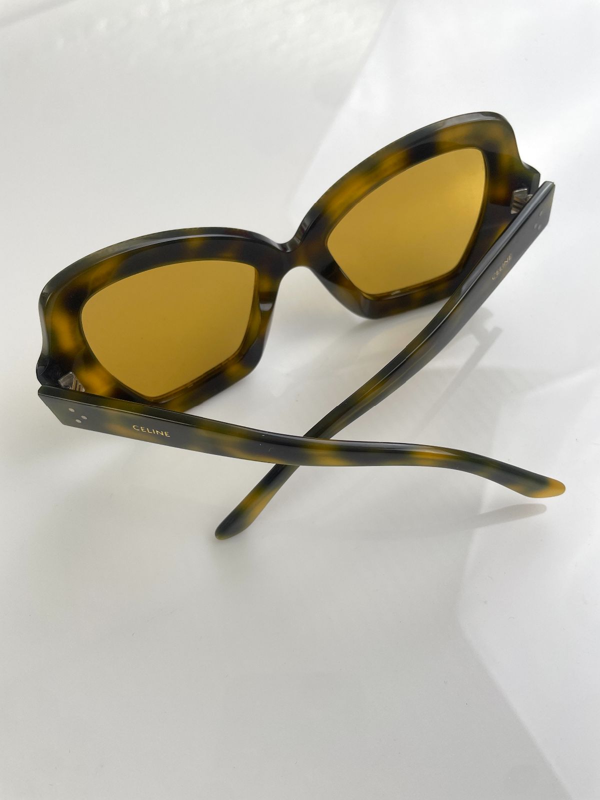 CELINE AMAZING CELINE OVERSIZED BUTTERFLY SUNGLASSES RHINESTONE EDGES - CUSTOM LENSES in BROWN HAVANA